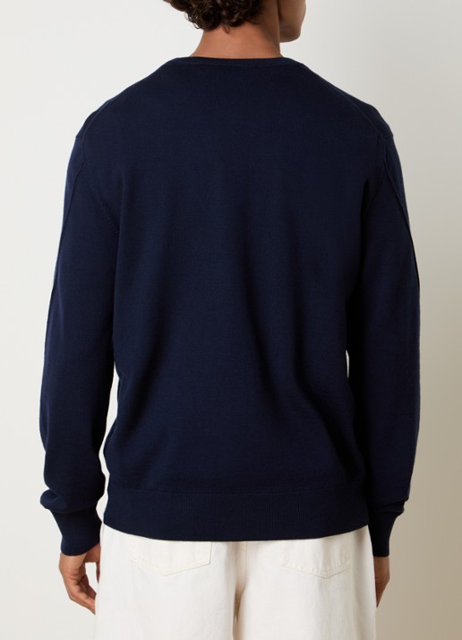 Givenchy Fijngebreide pullover met logoborduring - achterkant 5 donkerblauw