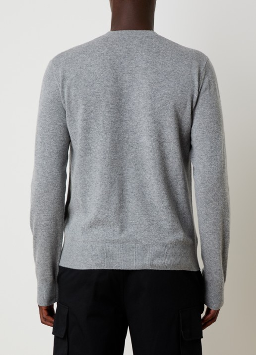 Givenchy Fijngebreide trui in kasjmierblend met gemêleerd dessin en logoborduring - achterkant grijs