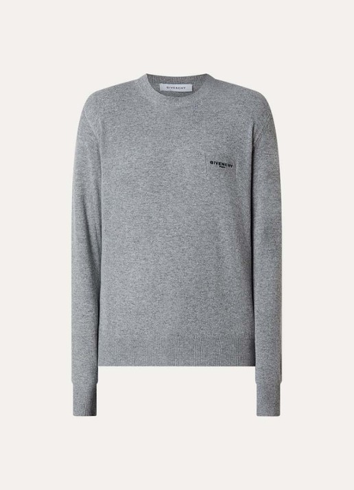 Givenchy Fijngebreide trui in kasjmierblend met gemêleerd dessin en logoborduring
