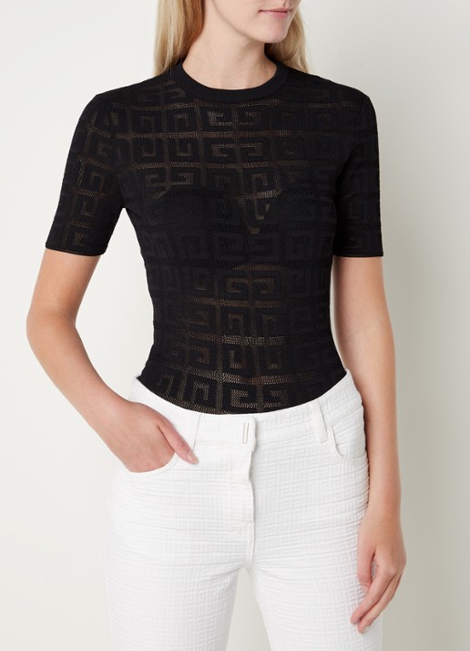 Givenchy Grofgebreide top met ingebreid logo - detail 3 zwart