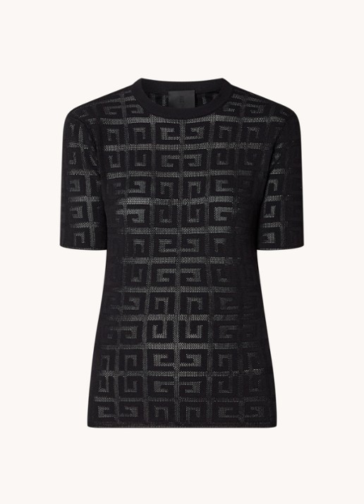Givenchy Grofgebreide top met ingebreid logo - voorkant zwart