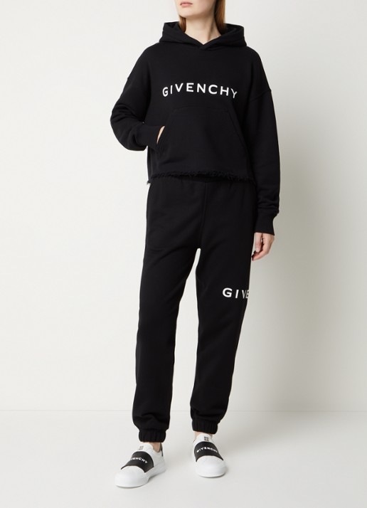 Givenchy Hoodie met logoprint en gerafelde zoom - voorkant 5 zwart