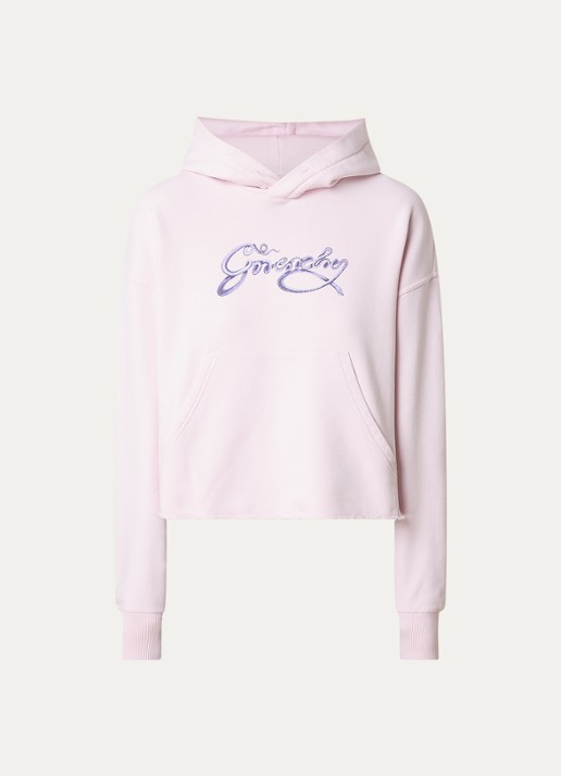 Givenchy Hoodie met logoprint en gerafelde zoom - voorkant 4 lichtroze