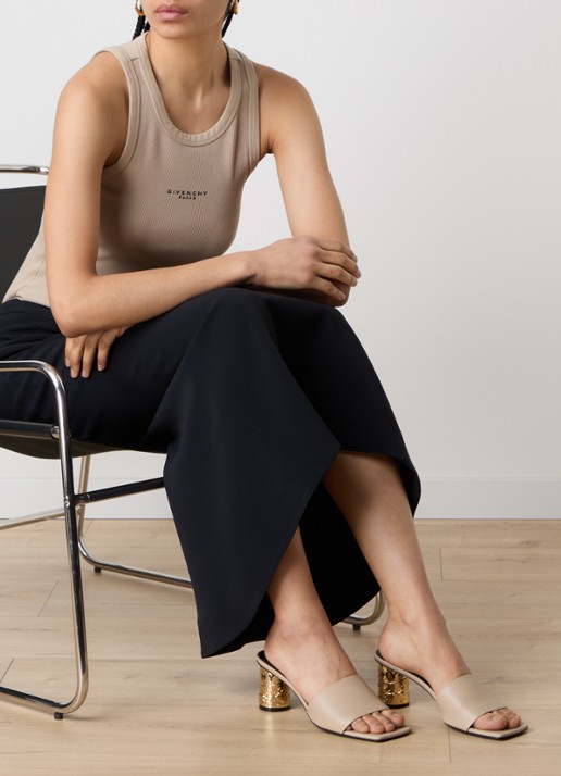 Givenchy Muiltje van kalfsleer met metallic details - voorkant 2 beige