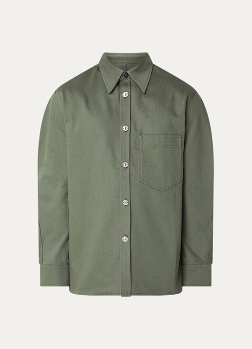 Givenchy Overshirt van denim met opgestikte zak - voorkant legergroen