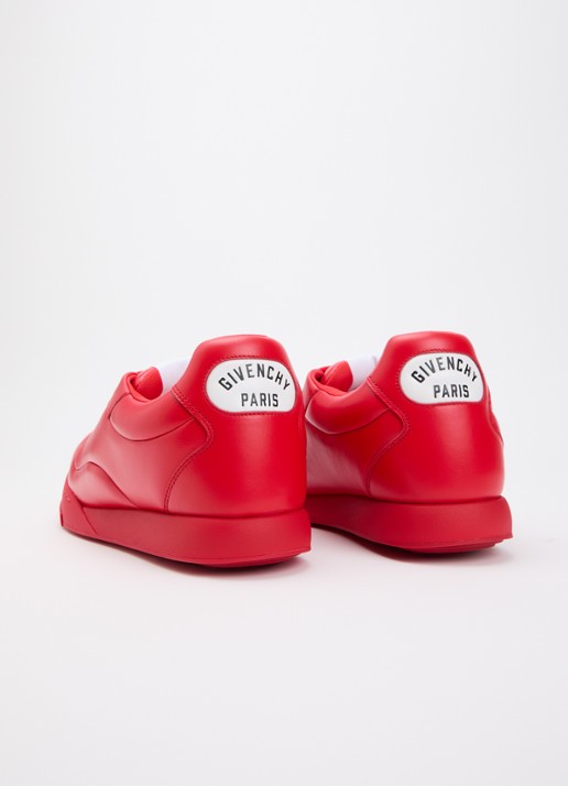 Givenchy Puffy Yard sneaker van lamsleer met logo - achterkant rood