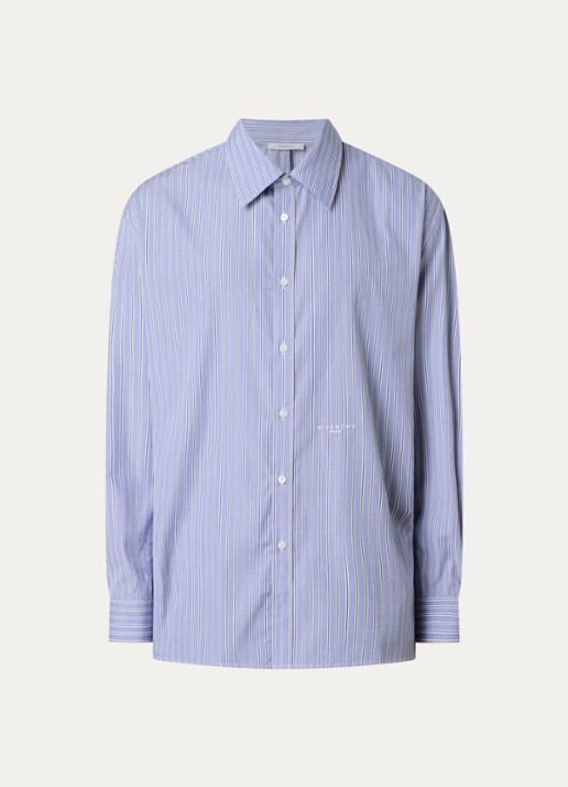 Givenchy Regular fit overhemd met streepprint - voorkant donkerblauw