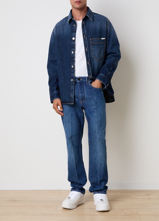 Givenchy Regular fit overshirt van denim - voorkant 5 indigo