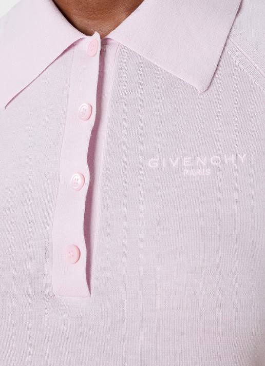 Givenchy Regular fit polo in zijdeblend met logo - detail 3 roze
