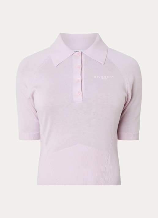 Givenchy Regular fit polo in zijdeblend met logo - voorkant 4 roze
