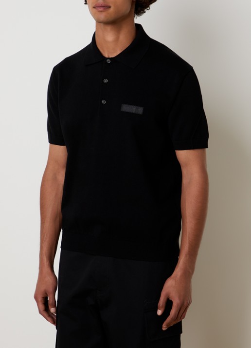 Givenchy Regular fit polo met logoborduring - detail 4 zwart
