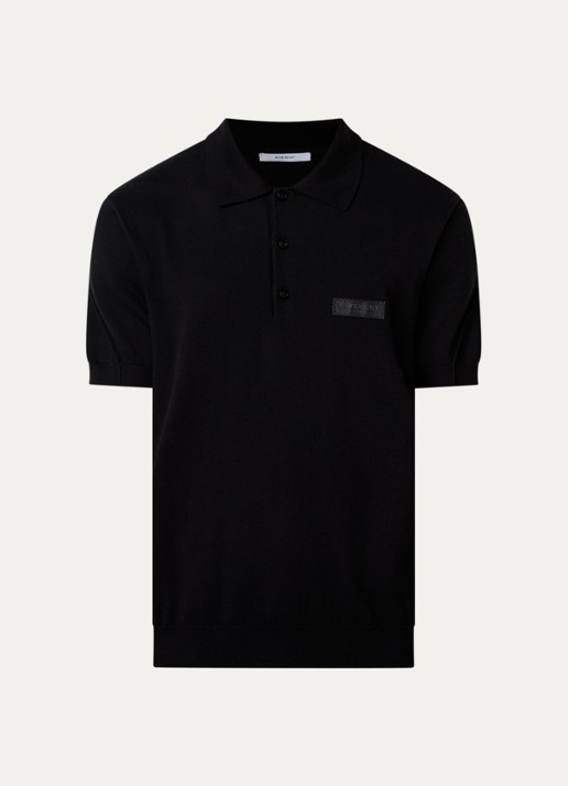 Givenchy Regular fit polo met logoborduring - voorkant zwart