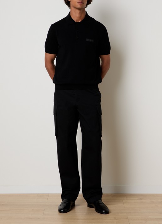 Givenchy Regular fit polo met logoborduring - voorkant 2 zwart