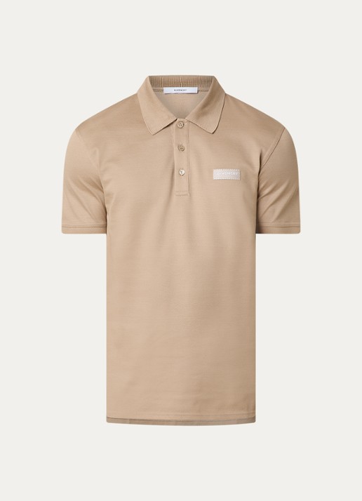 Givenchy Regular fit polo van piqué katoen met logo - voorkant 4 beige