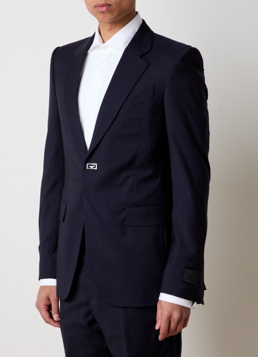 Givenchy Slim fit colbert van wol met klepzakken - detail donkerblauw