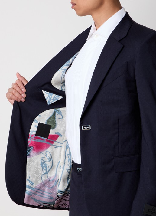 Givenchy Slim fit colbert van wol met klepzakken - detail 2 donkerblauw