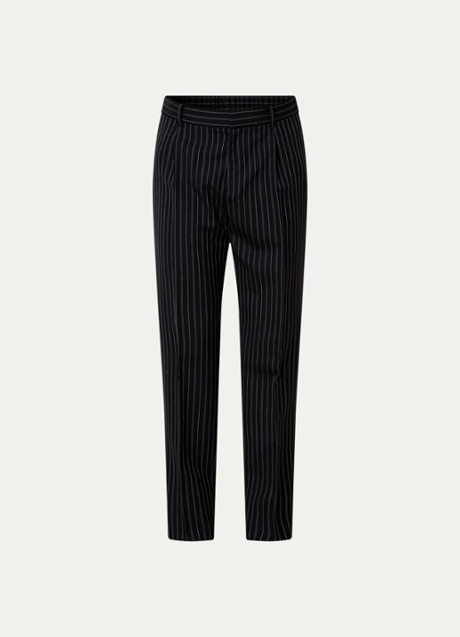 Givenchy Slim fit pantalon van wol met streepprint en steekzakken - voorkant zwart