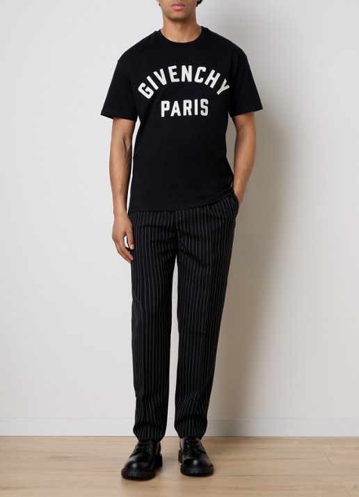 Givenchy Slim fit pantalon van wol met streepprint en steekzakken - voorkant 2 zwart