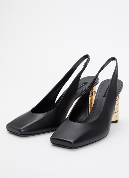 Givenchy Slingback van kalfsleer met metallic details - detail 4 zwart
