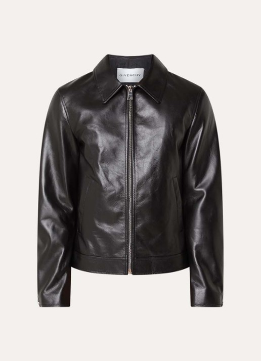 Givenchy Smoot jack van leer met steekzakken - voorkant 5 zwart
