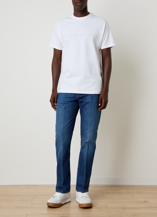 Givenchy T-shirt in zijdeblend met logo - voorkant 3 wit