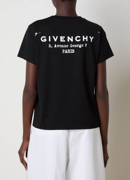 Givenchy T-shirt met logo- en backprint - detail zwart