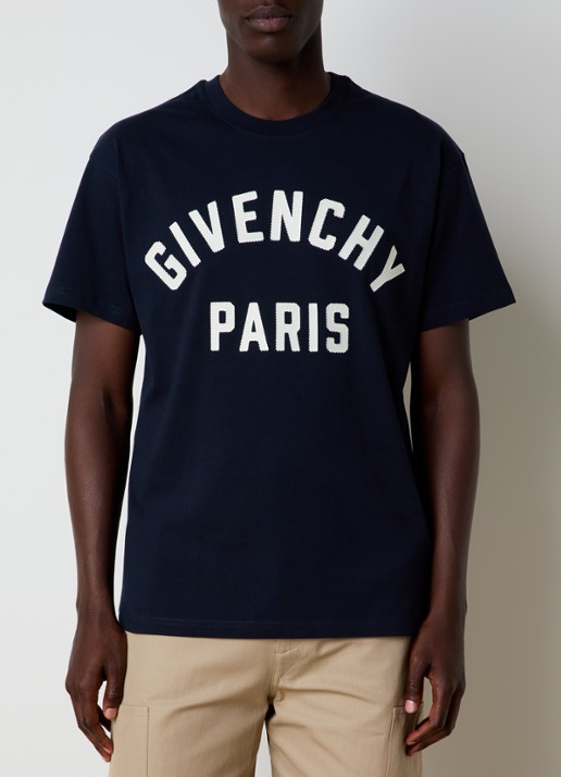 Givenchy T-shirt met logoborduring - detail 4 donkerblauw