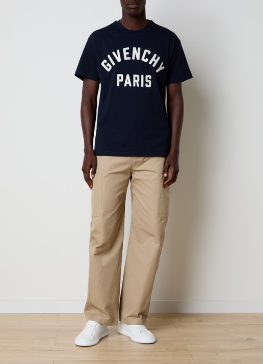 Givenchy T-shirt met logoborduring - voorkant 3 donkerblauw