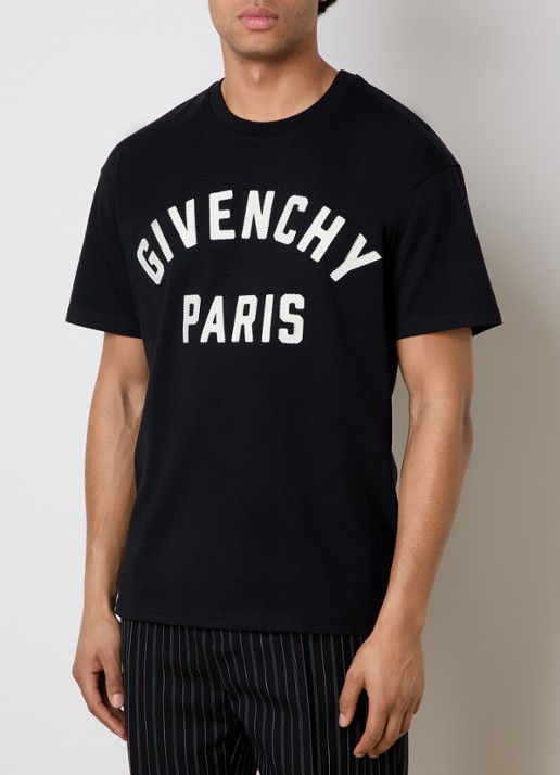 Givenchy T-shirt met logoborduring - detail zwart
