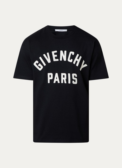 Givenchy T-shirt met logoborduring - voorkant 4 zwart