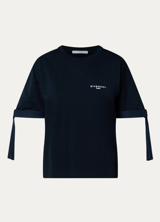 Givenchy T-shirt met logoborduring - voorkant donkerblauw