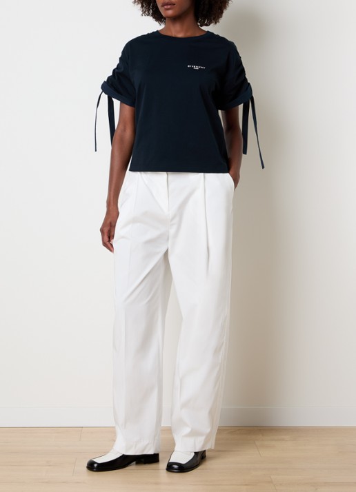 Givenchy T-shirt met logoborduring - voorkant 2 donkerblauw