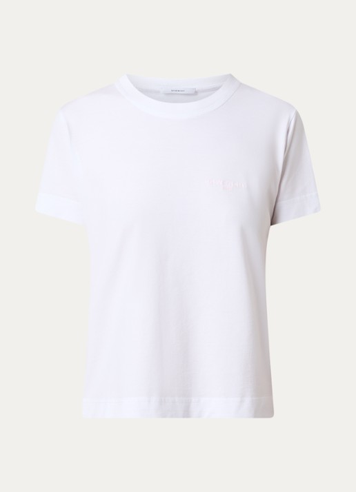 Givenchy T-shirt met logoborduring - voorkant 3 wit