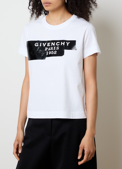 Givenchy T-shirt met logoprint  - detail 4 wit