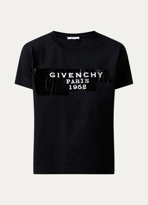 Givenchy T-shirt met logoprint  - voorkant zwart