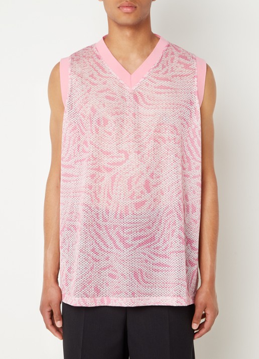 Givenchy Tanktop met V-hals en mesh  - detail 3 roze