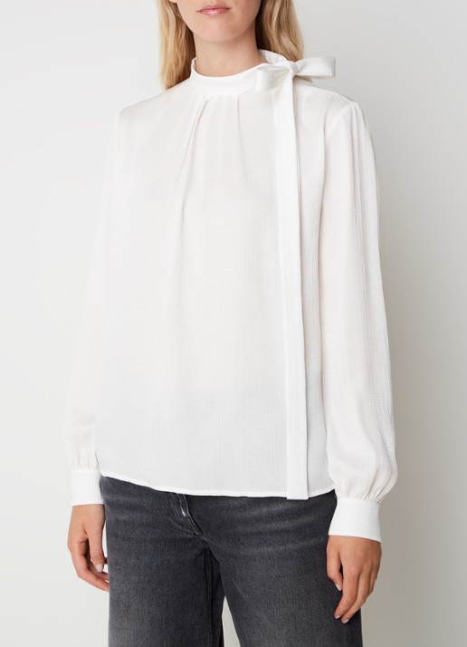 Givenchy Tuniek van zijde met logoprint en strikdetail - detail 3 gebroken wit