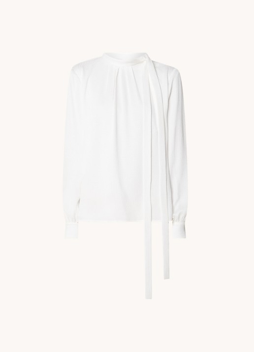 Givenchy Tuniek van zijde met logoprint en strikdetail - voorkant gebroken wit