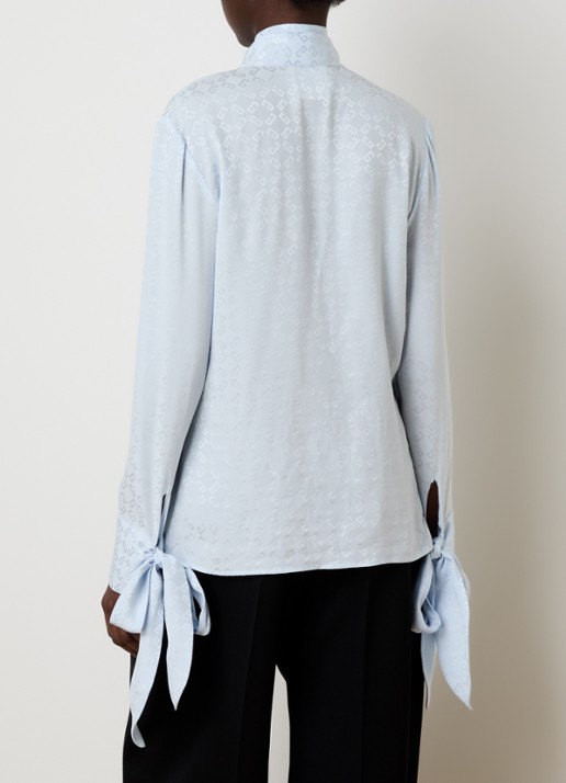 Givenchy Tuniek van zijde met logoprint - achterkant 3 lichtblauw