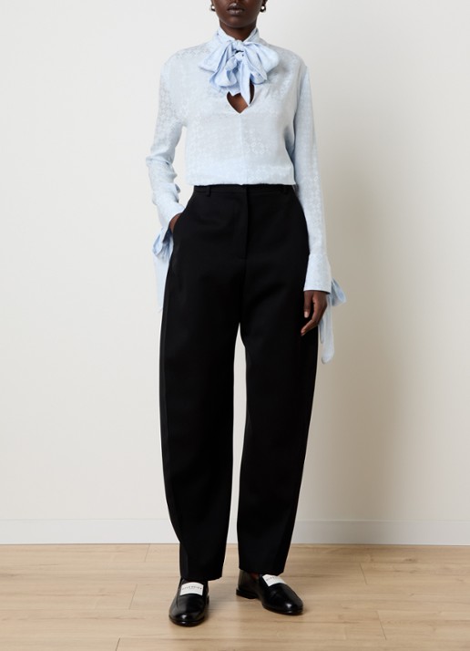 Givenchy Tuniek van zijde met logoprint - voorkant 2 lichtblauw