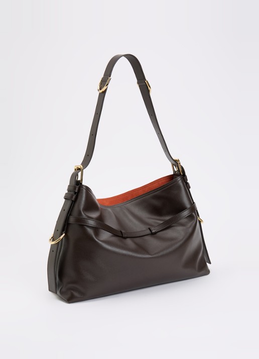 Givenchy Vouyou schoudertas van leer - achterkant chocoladebruin
