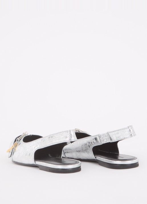 Givenchy Voyou slingback van lamsleer met metallic finish - achterkant 7 zilver
