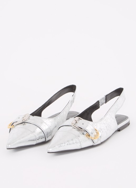Givenchy Voyou slingback van lamsleer met metallic finish - detail zilver