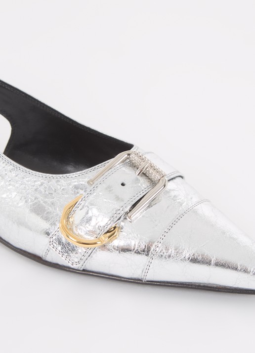 Givenchy Voyou slingback van lamsleer met metallic finish - detail 4 zilver