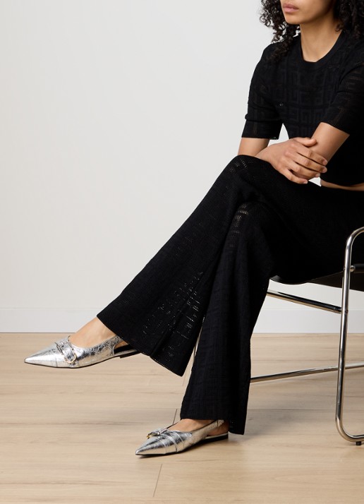 Givenchy Voyou slingback van lamsleer met metallic finish - voorkant 6 zilver