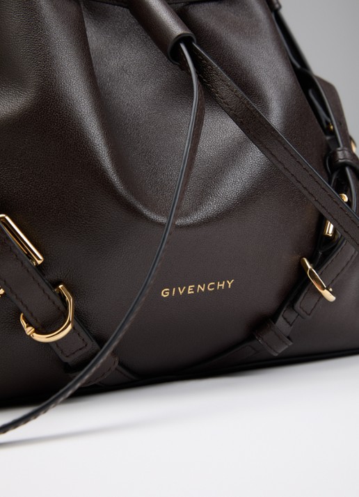 Givenchy Voyou Small schoudertas van kalfsleer - detail 4 chocoladebruin