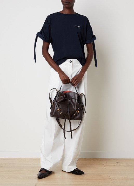 Givenchy Voyou Small schoudertas van kalfsleer - voorkant 8 chocoladebruin