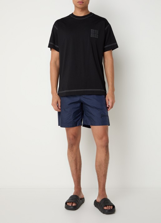 Givenchy Zwemshorts met logoborduring en steekzakken - voorkant 2 donkerblauw