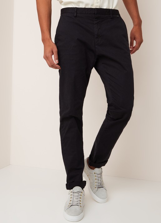 Glen slim fit chino van katoen - detail 4 zwart