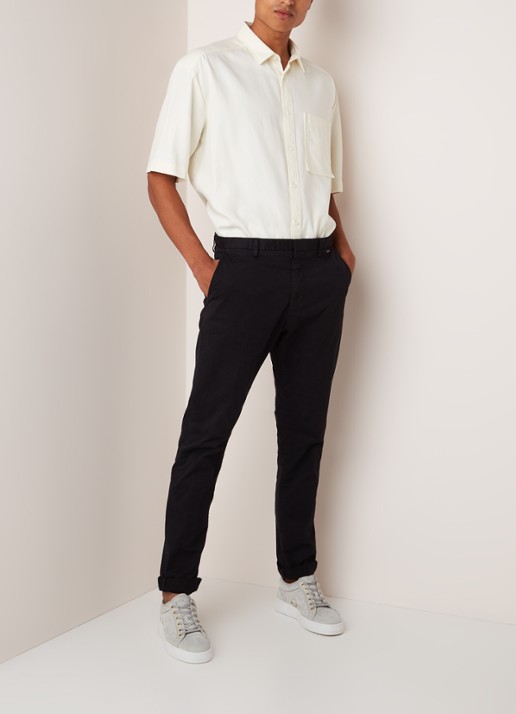 Glen slim fit chino van katoen - voorkant 3 zwart